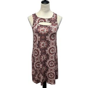 Aeropostale Sleeveless Mandala Mini Dress‎ S Cutout Chest Y2K Boho Festival